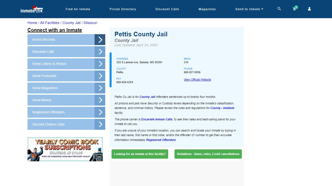 Pettis County Jail - Inmate Locator - Sedalia, MO